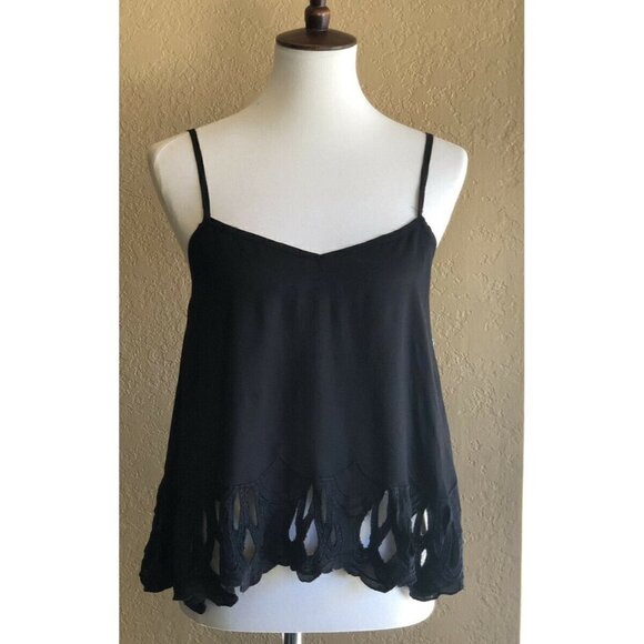 Volcom Women's Black Casual Strappy Cut out And Run Cami Top - Picture 1 of 8